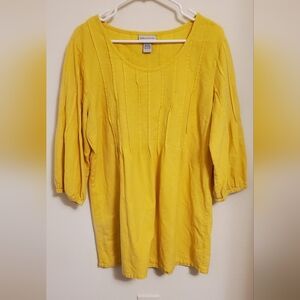 Soft Surroundings Women's Bright  Yellow Tunic Top Size Large Cottagecore Spring